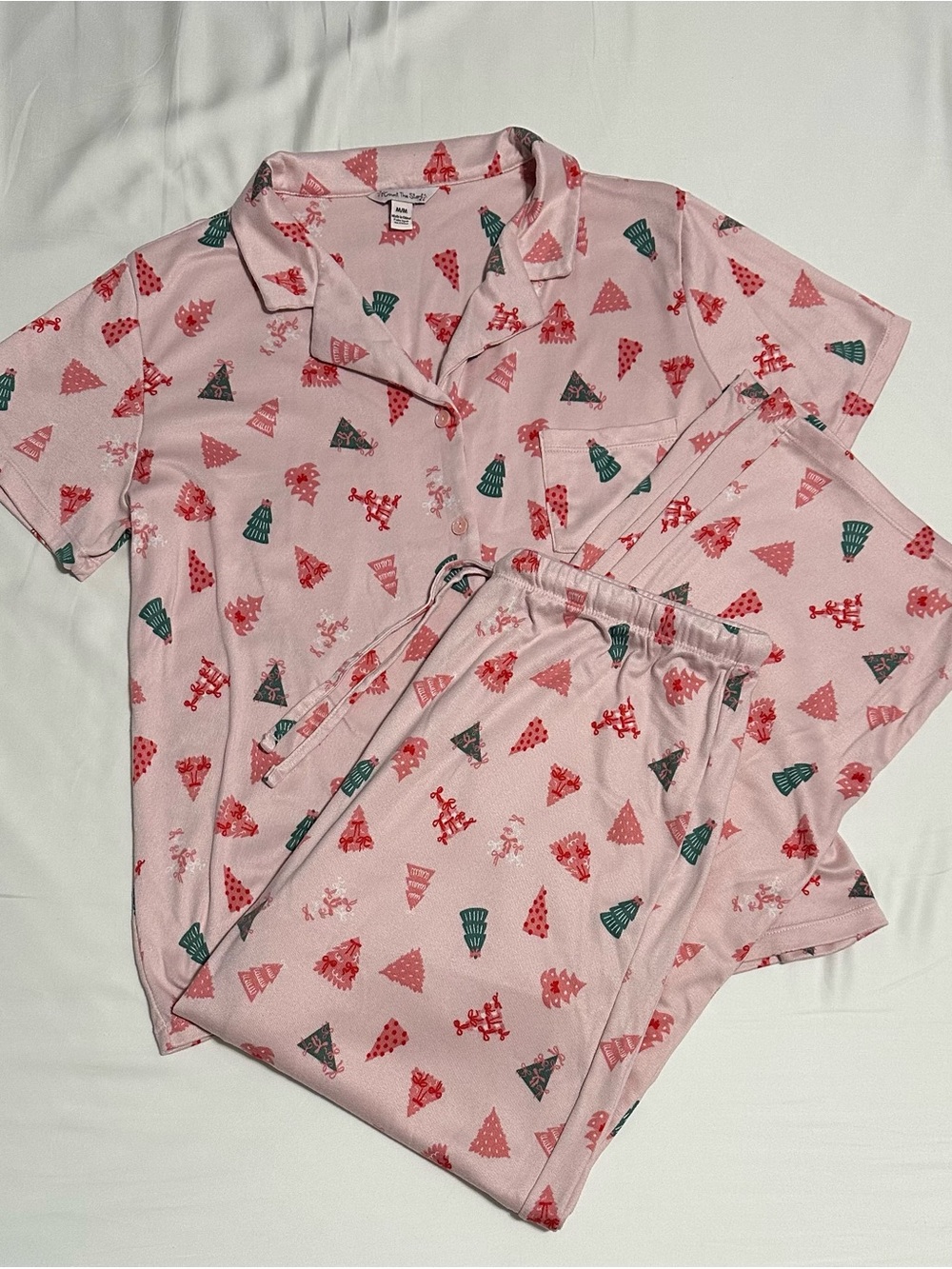 Pink Holiday Print Pajama Set